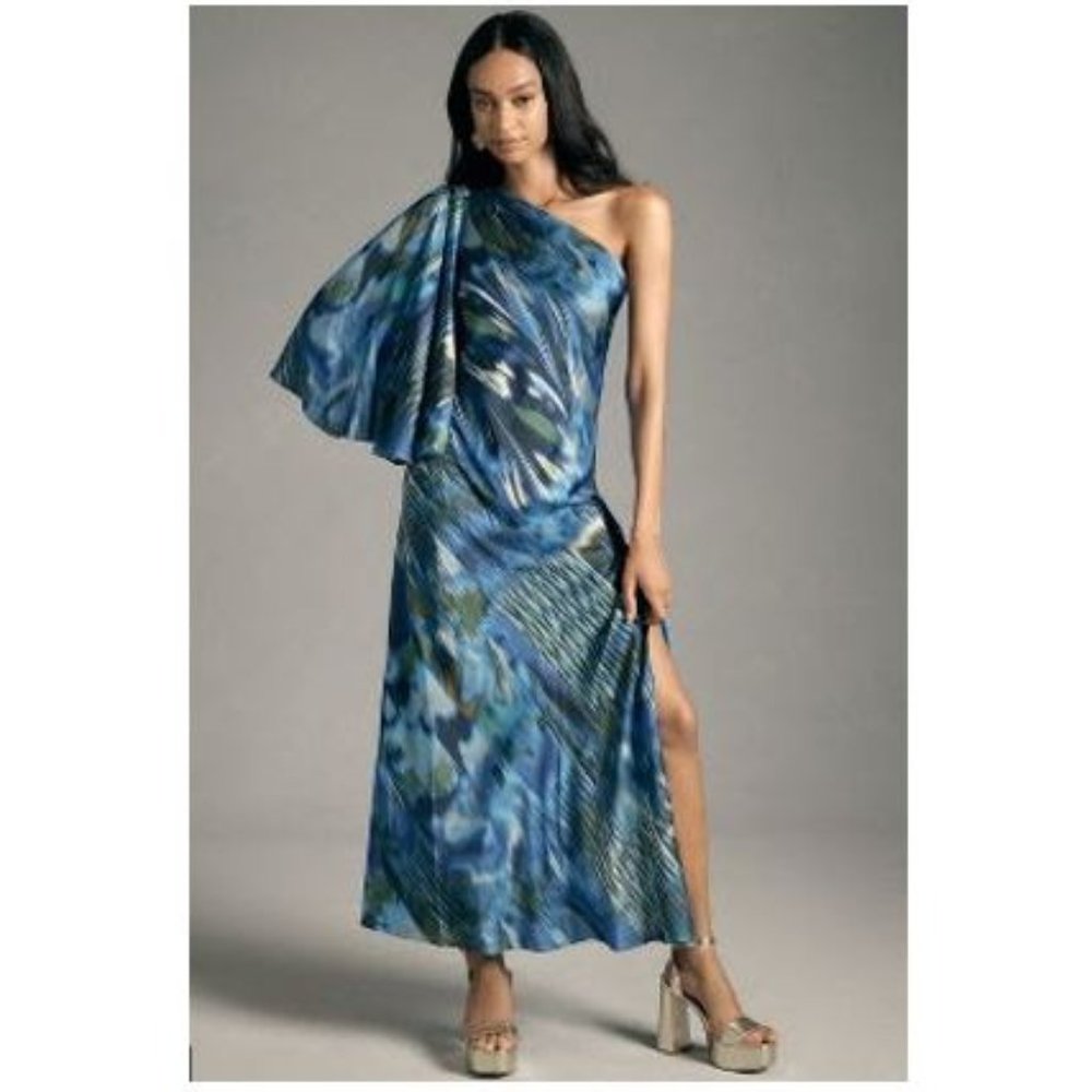 MANDIRA WIRK ONE-SHOULDER PRINTED DRESS - Anthropologie